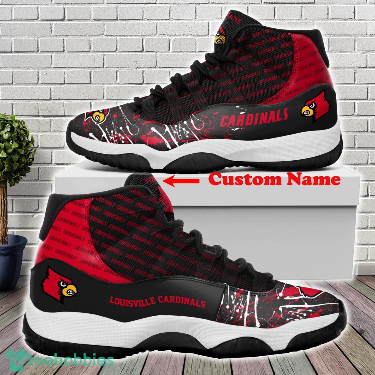 Louisville Cardinals Custom Name Air Jordan 11 Sneakers For Fans Product Photo 1