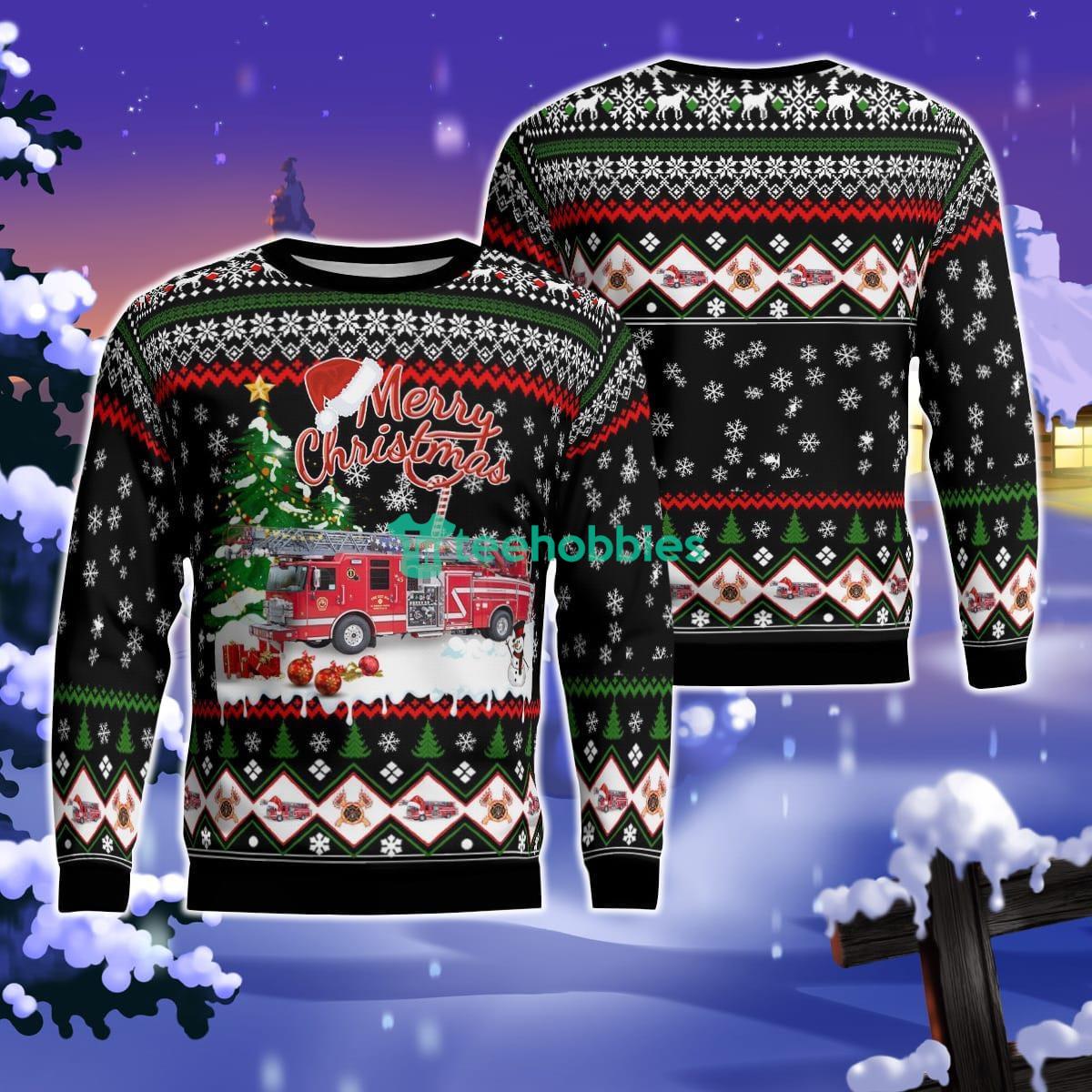 Mandeville, Louisiana, St Tammany Fire Protection District No.4 Christmas AOP Ugly Sweater For Men Women Product Photo 1