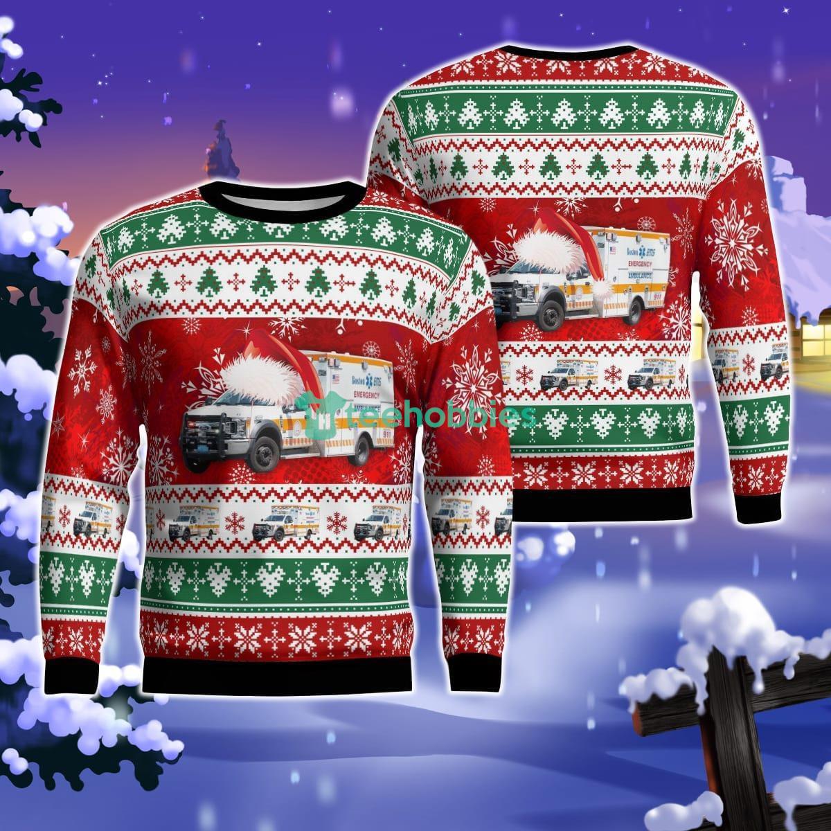 Massachusetts Boston EMS Christmas Ugly Sweater For Men Women Product Photo 1