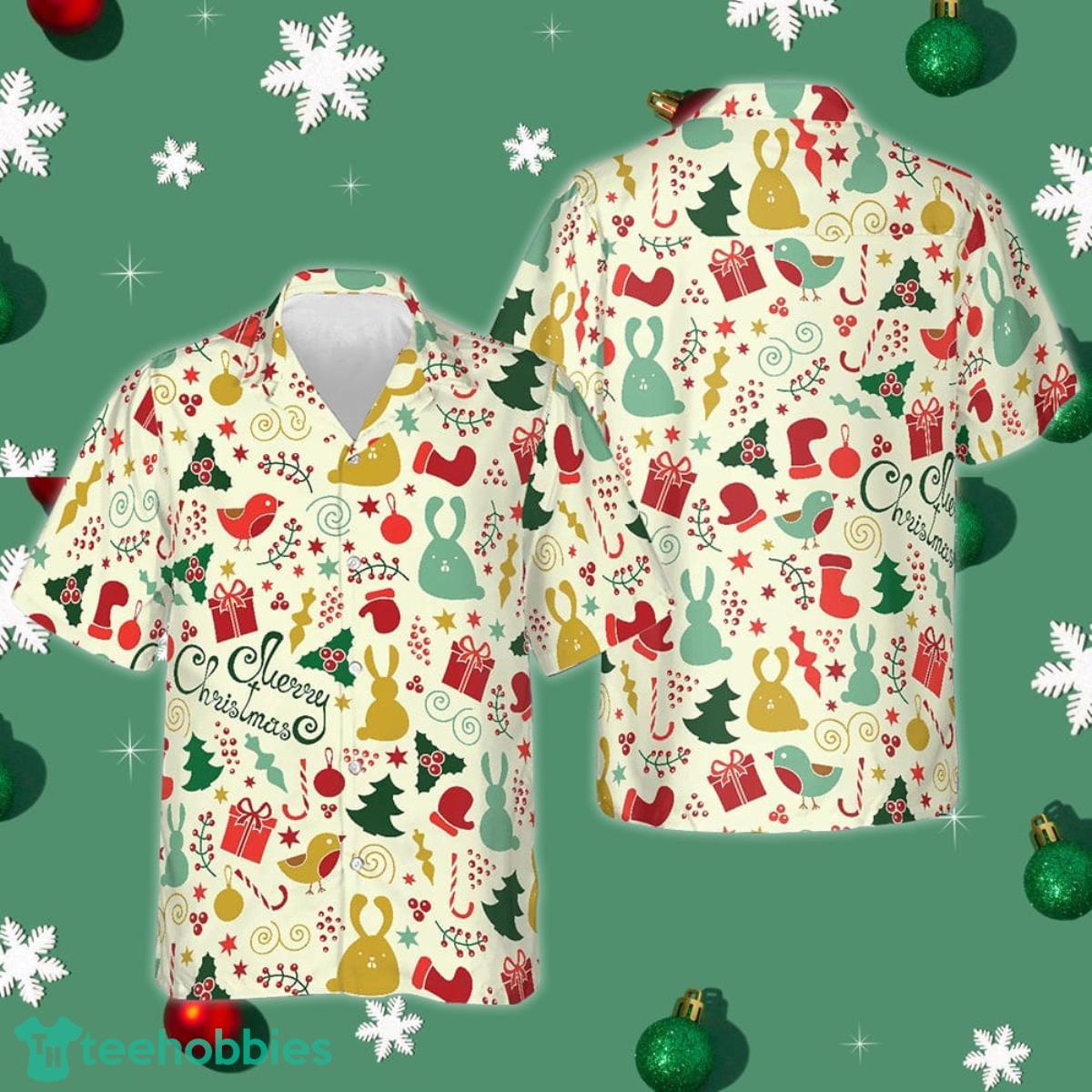 Merry Christmas Pattern Hawaiian Shirt Short Sleeve Button Up Men Xmas Gifts 2023 Product Photo 1