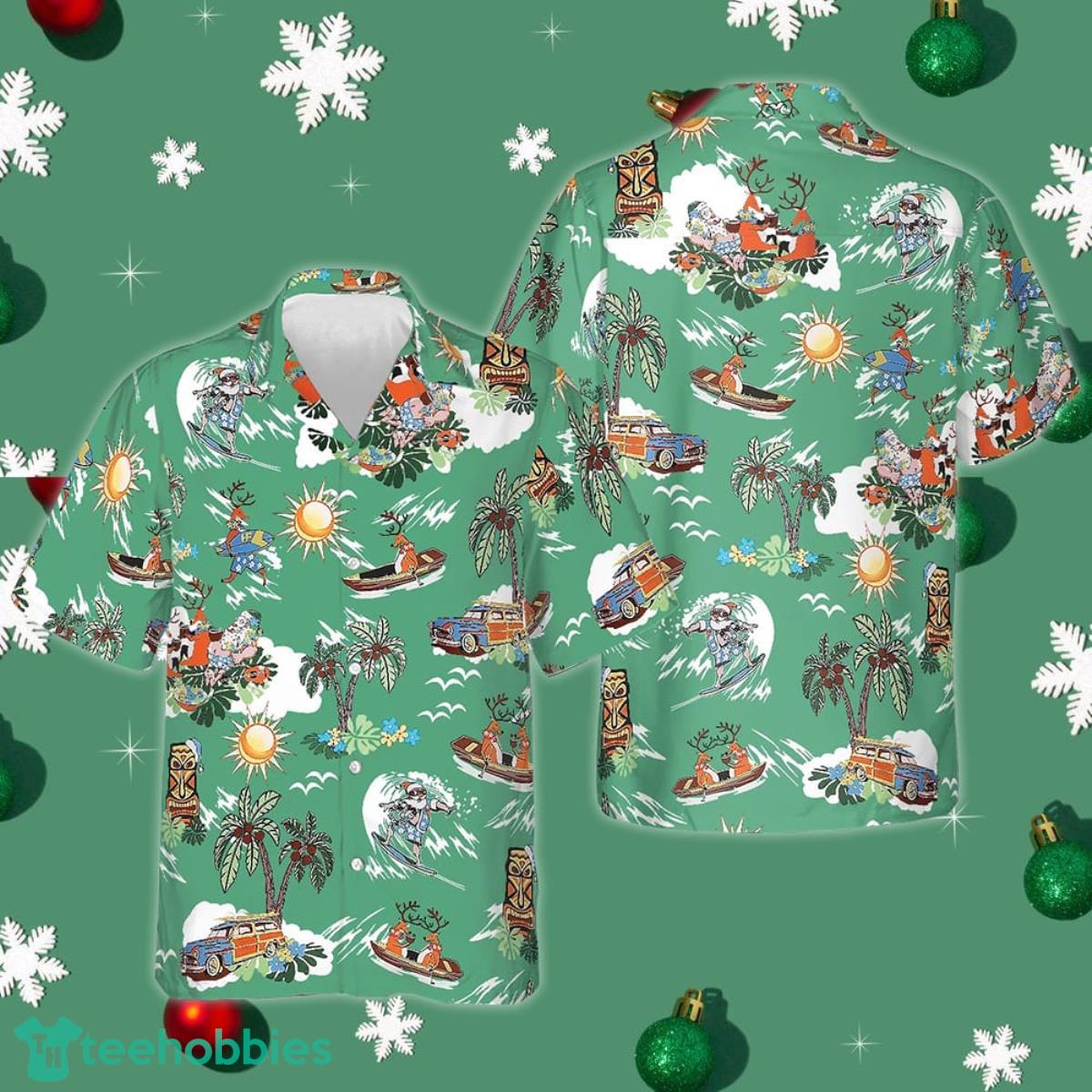 Green Christmas Hawaiian shirt for Santa Claus