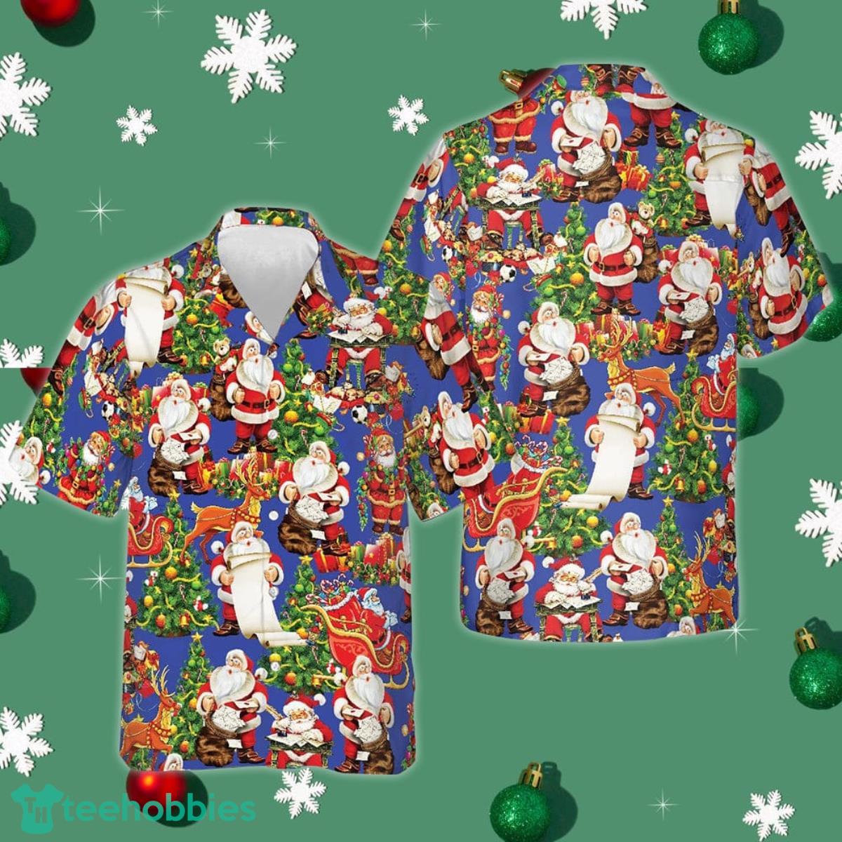 Merry Christmas Santa Claus Hawaiian Shirt Mens Button Down Vacation Shirts Best Friend Gifts Product Photo 1