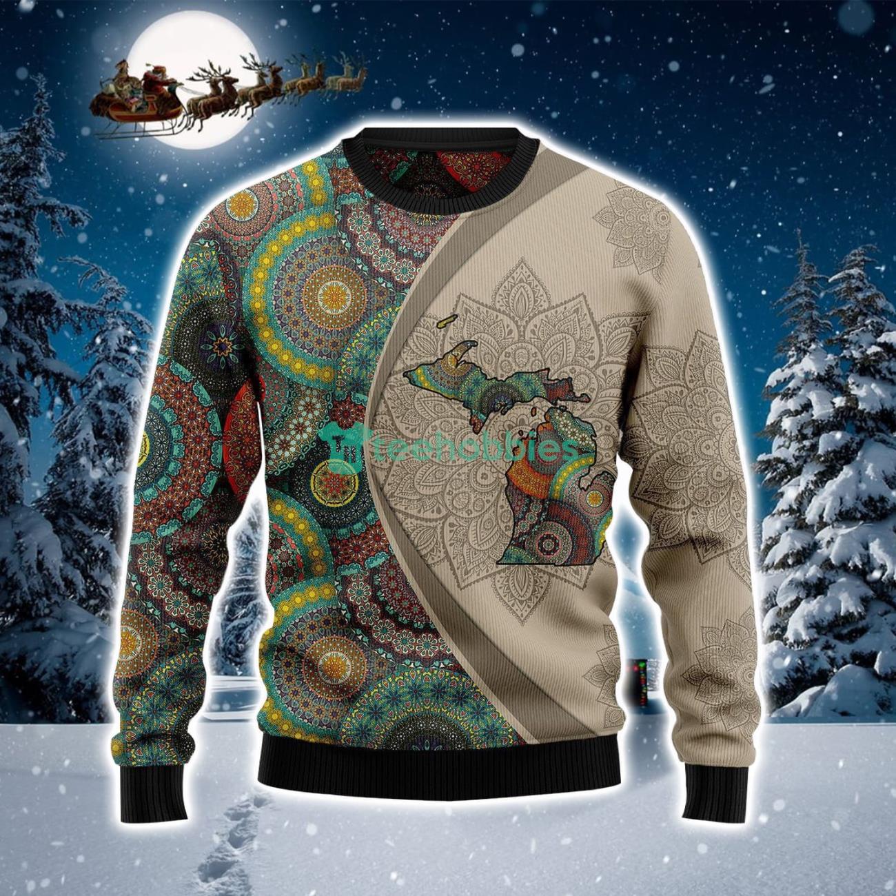 Michigan Mandala Retro Ugly Christmas Sweater Product Photo 1 Michigan Mandala Retro Ugly Christmas Sweater Product Photo 1