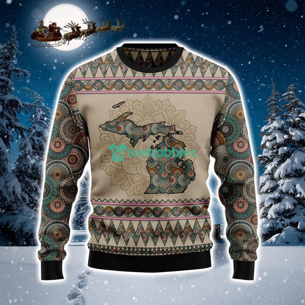 Michigan Mandala Ugly Christmas Sweater Product Photo 1 Michigan Mandala Ugly Christmas Sweater Product Photo 1