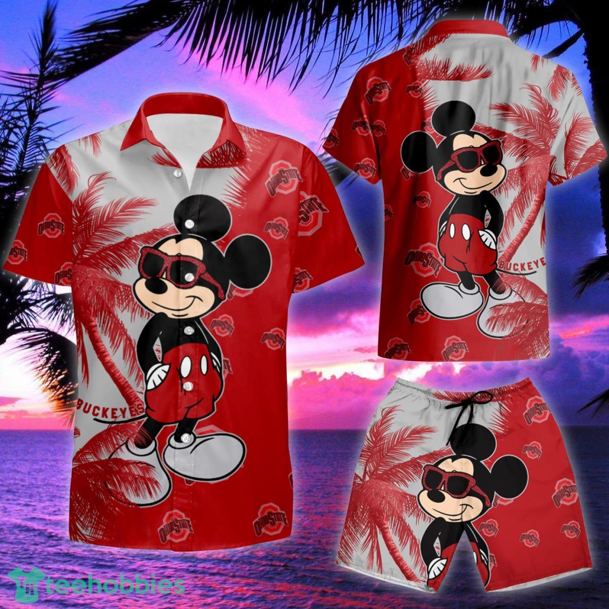 Mickey Mouse Ohio State Buckeyes Hawaiian Shirt & Short Product Photo 2