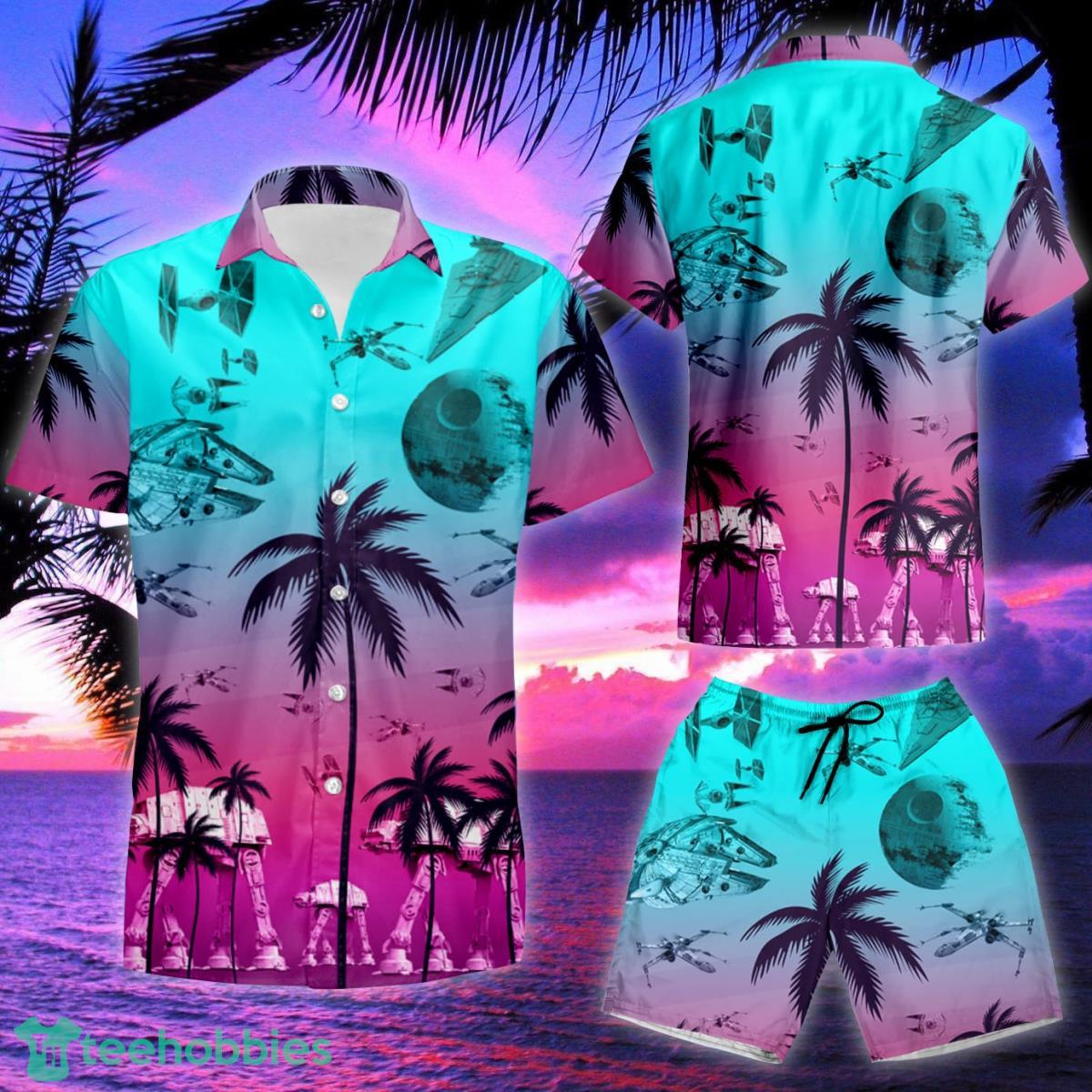 Millennium Falcon X Wing Starfighter Hawaiian Shirt & Short image Millennium Falcon X-Wing Starfighter Hawaiian Shirt & Short Product Photo 2