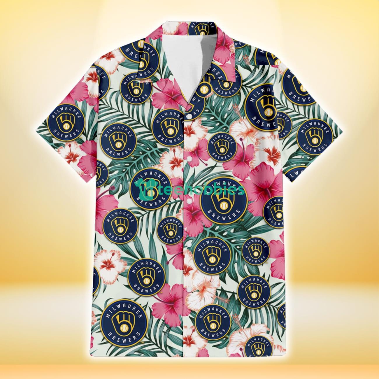 Brewers Hawaiian Shirt Hibiscus Palm Leaf Milwaukee Brewers Gift