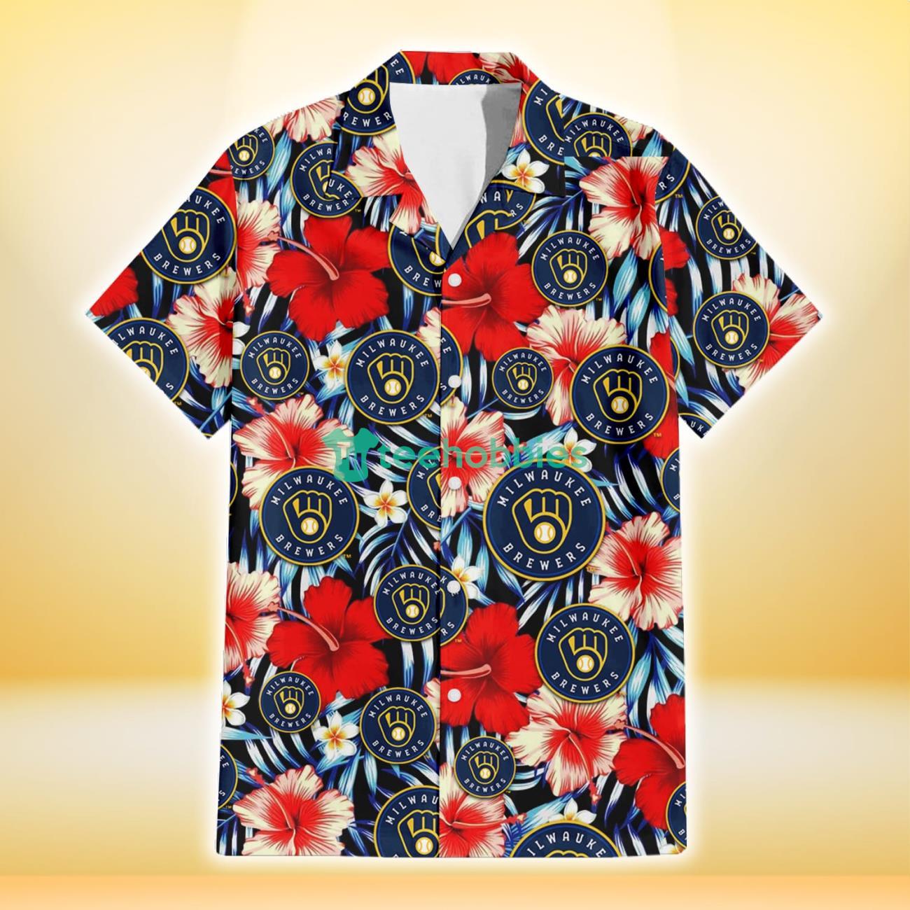 Milwaukee Brewers Hawaiian Shirt Hibiscus Flower Pattern, Vacation