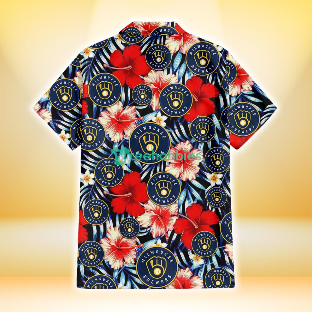 Milwaukee Brewers Hawaiian Shirt Hibiscus Flower Pattern, Vacation