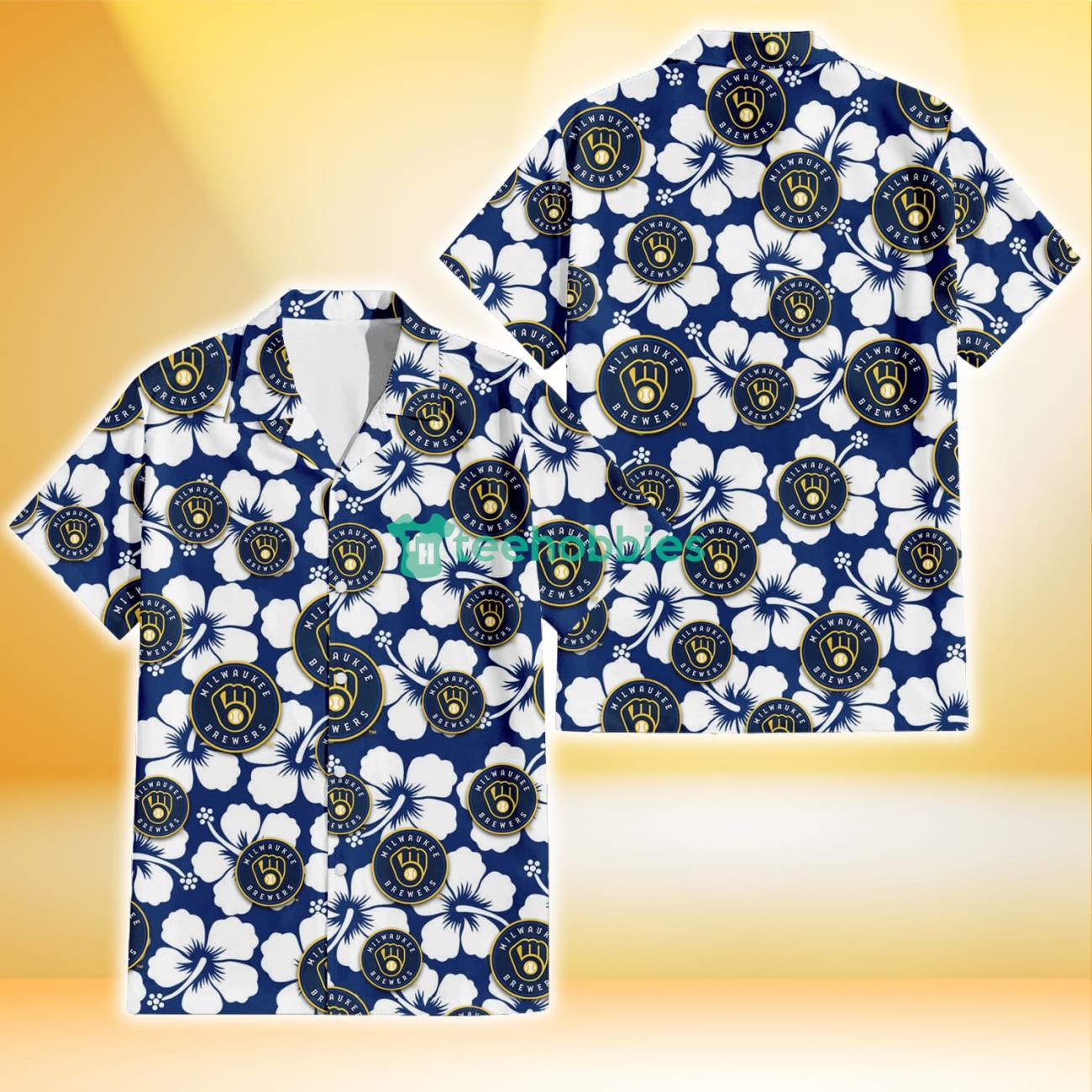 Milwaukee Brewers Yellow White Hibiscus Powder Blue Pattern 3D Hawaiian  Shirt Beach Gift - Freedomdesign