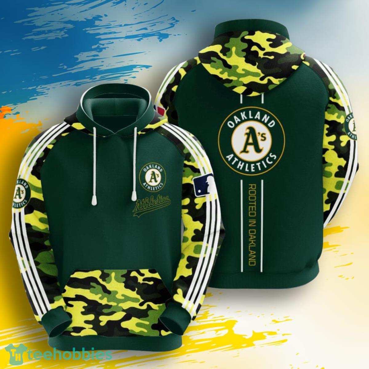 MLB Oakland Athletics Green Camo 3D Pullover Hoodie For Fans Product Photo 1