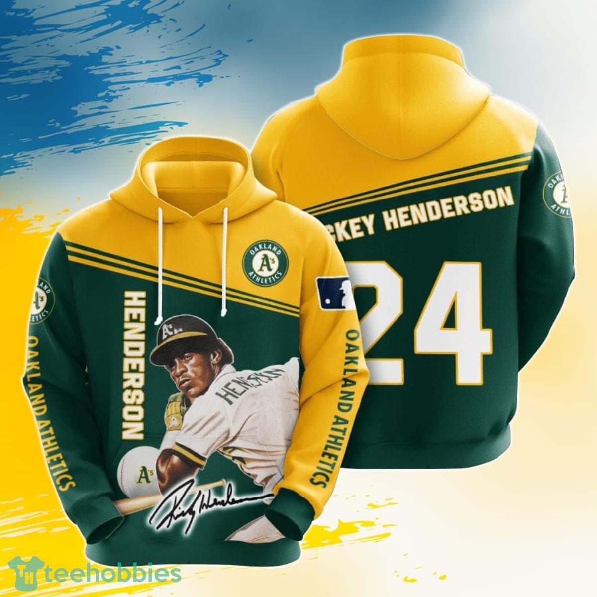 MLB Oakland Athletics Rickey Henderson 3D Pullover Hoodie For Fans Product Photo 1
