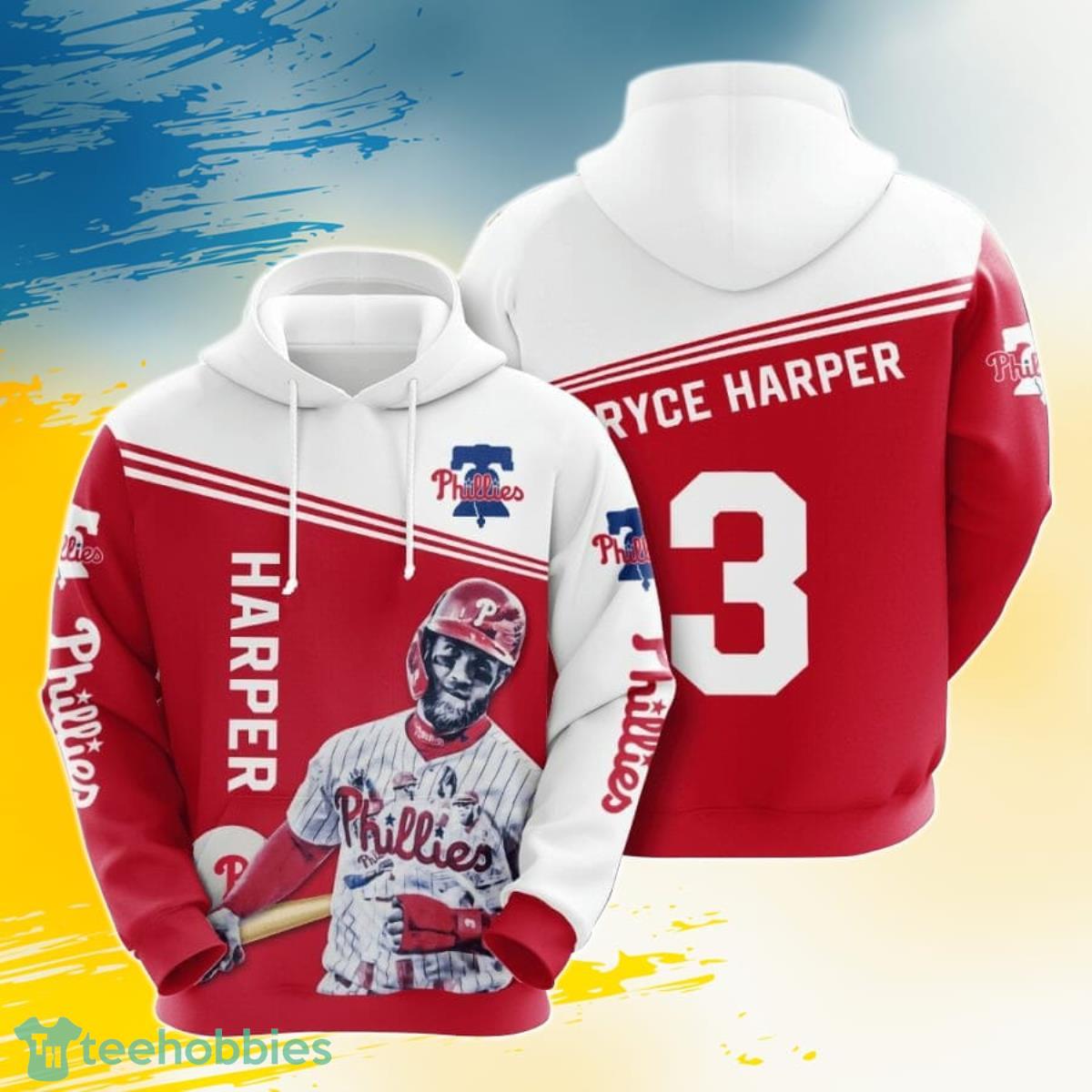 MLB Philadelphia Phillies Bryce Harper 3D Pullover Hoodie For Fans Product Photo 1