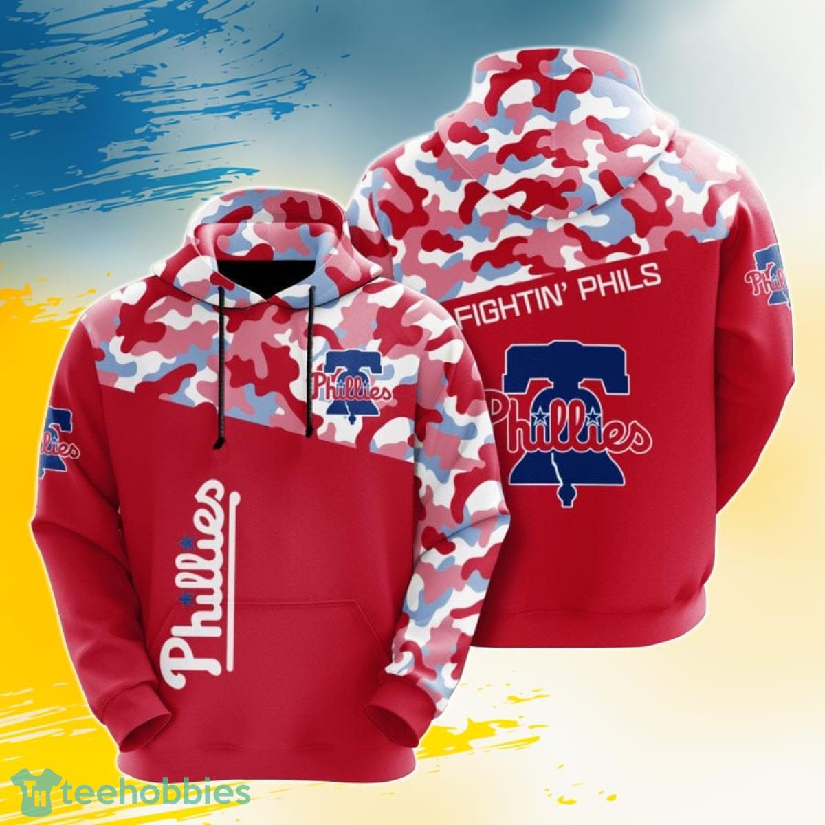 MLB Philadelphia Phillies Red Camo 3D Pullover Hoodie For Fans Product Photo 1