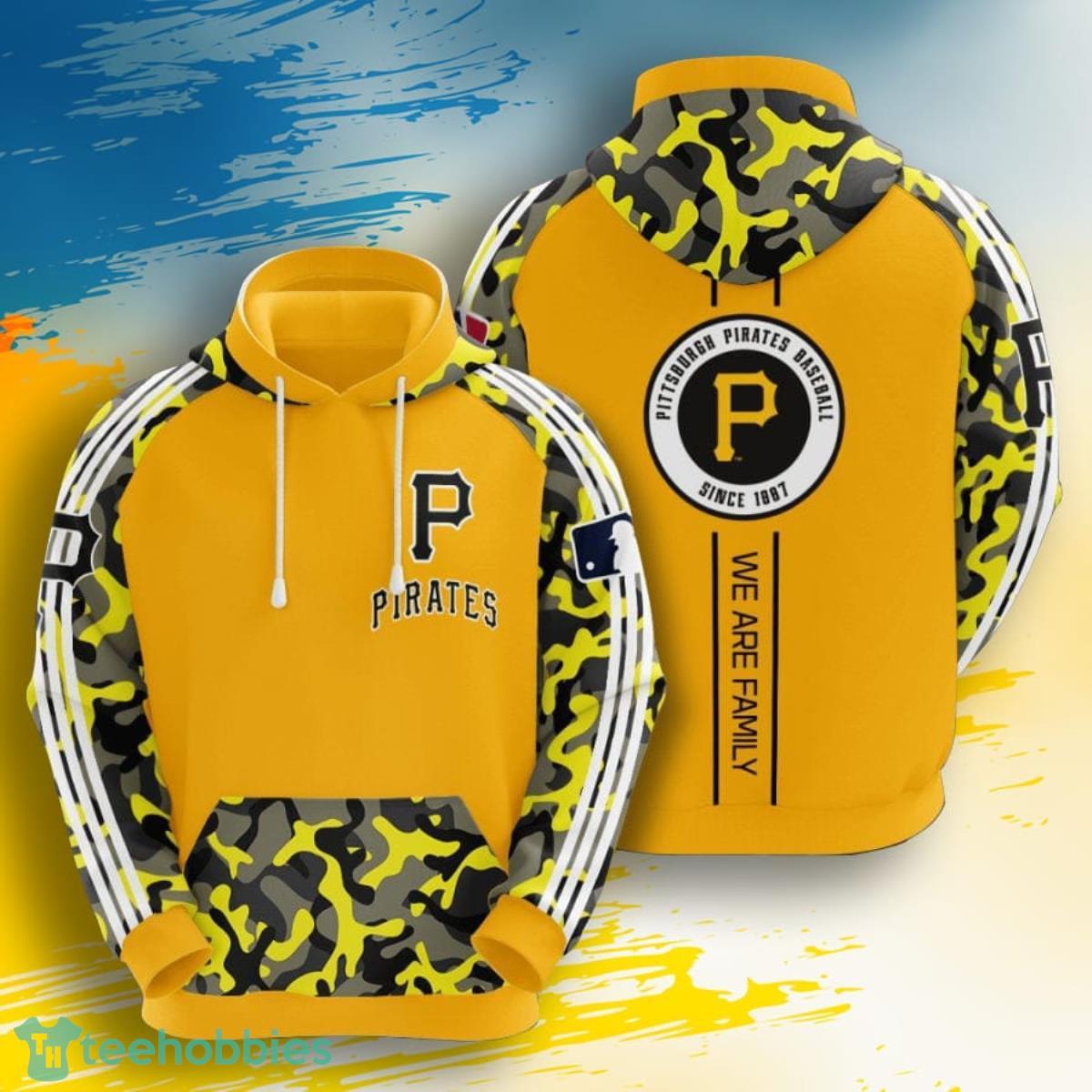 MLB Pittsburgh Pirates Gold Camo 3D Pullover Hoodie For Fans Product Photo 1