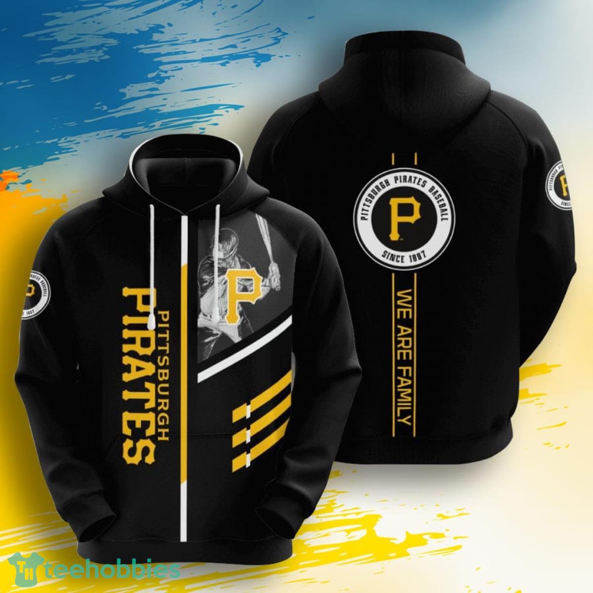 MLB Pittsburgh Pirates We Are Family Black 3D Pullover Hoodie For Fans Product Photo 1