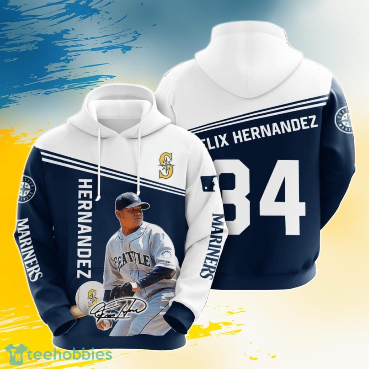 MLB Seattle Mariners Felix Hernandez 3D Pullover Hoodie For Fans Product Photo 1