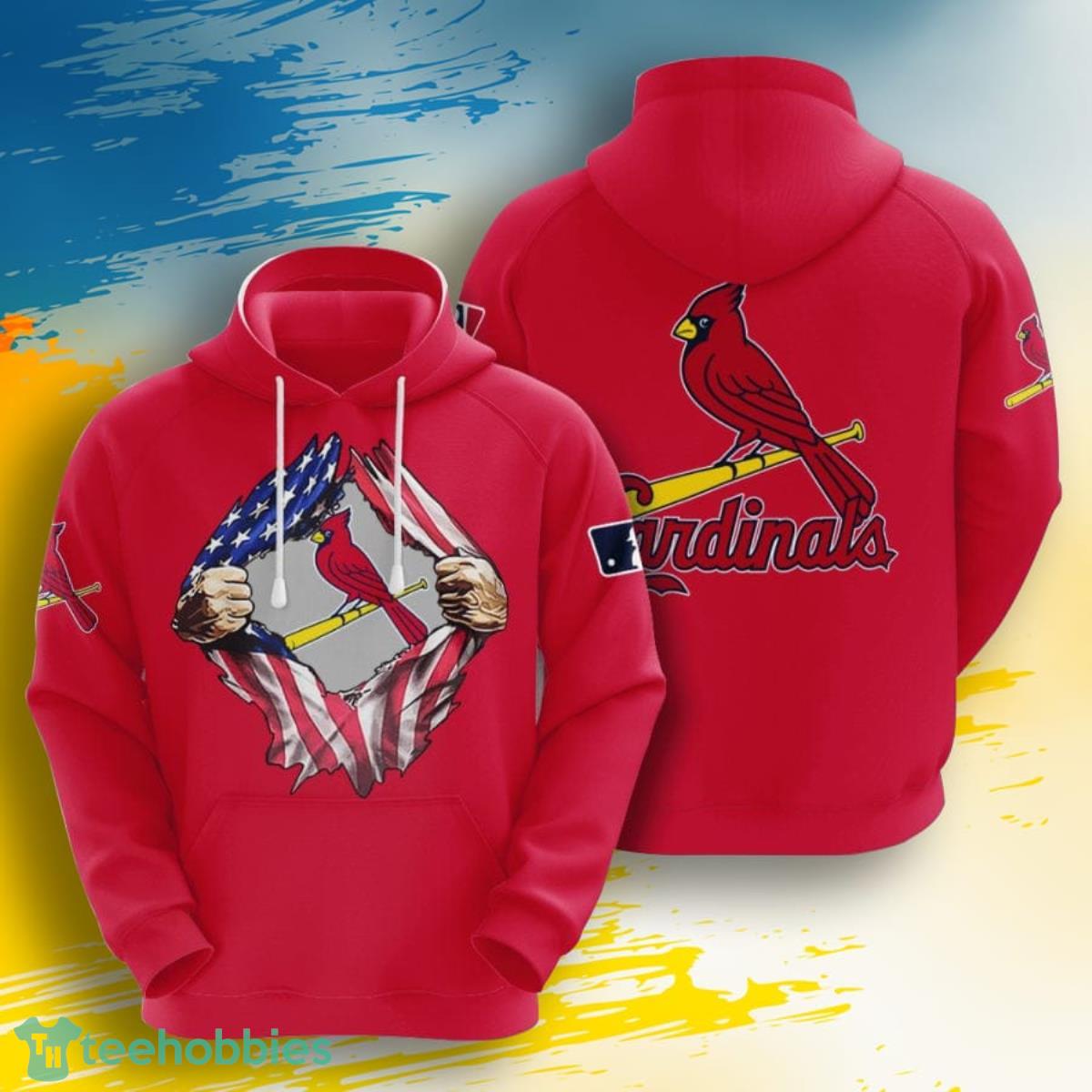 MLB St. Louis Cardinals Tearing Open Logo 3D Pullover Hoodie For Fans Product Photo 1