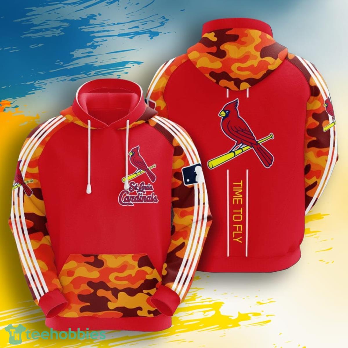 MLB St. Louis Cardinals Yellow Red Camo 3D Pullover Hoodie For Fans Product Photo 1