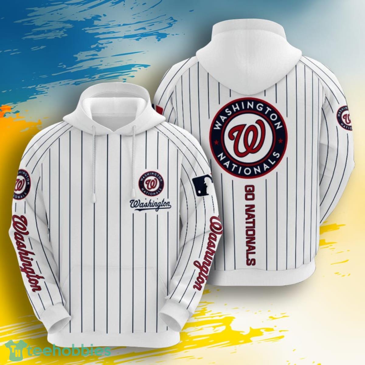 MLB Washington Nationals Go Nationals White 3D Pullover Hoodie For Fans Product Photo 1