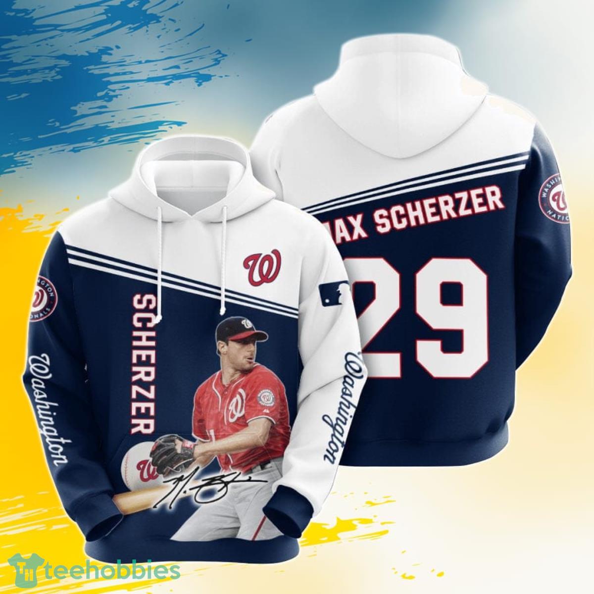 MLB Washington Nationals Max Scherzer 3D Pullover Hoodie For Fans Product Photo 1