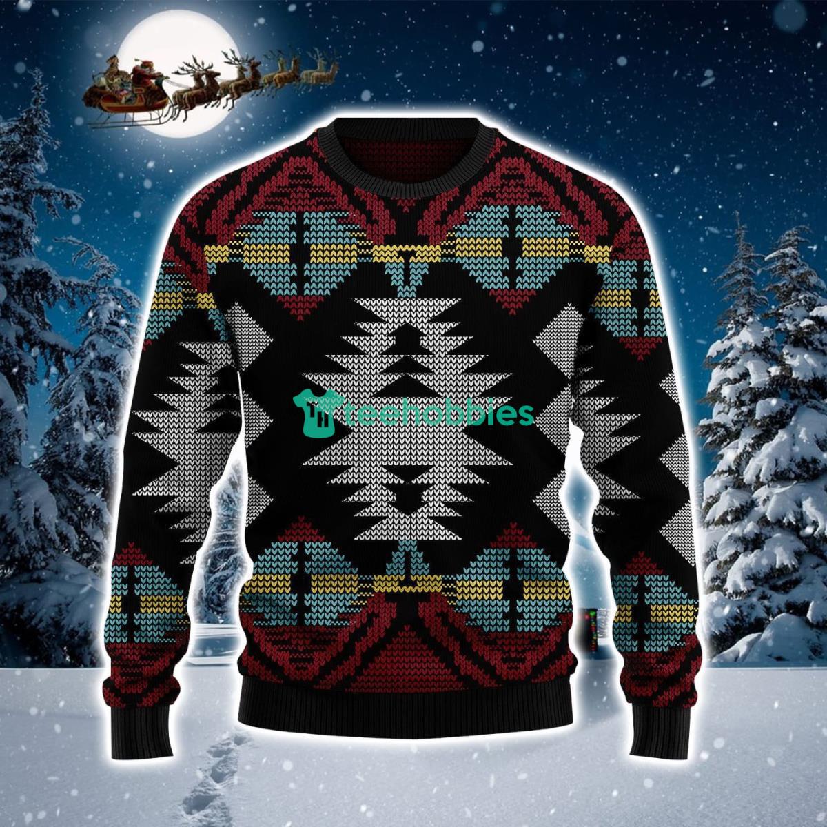 Native American On Black Ugly Christmas Sweater Product Photo 1