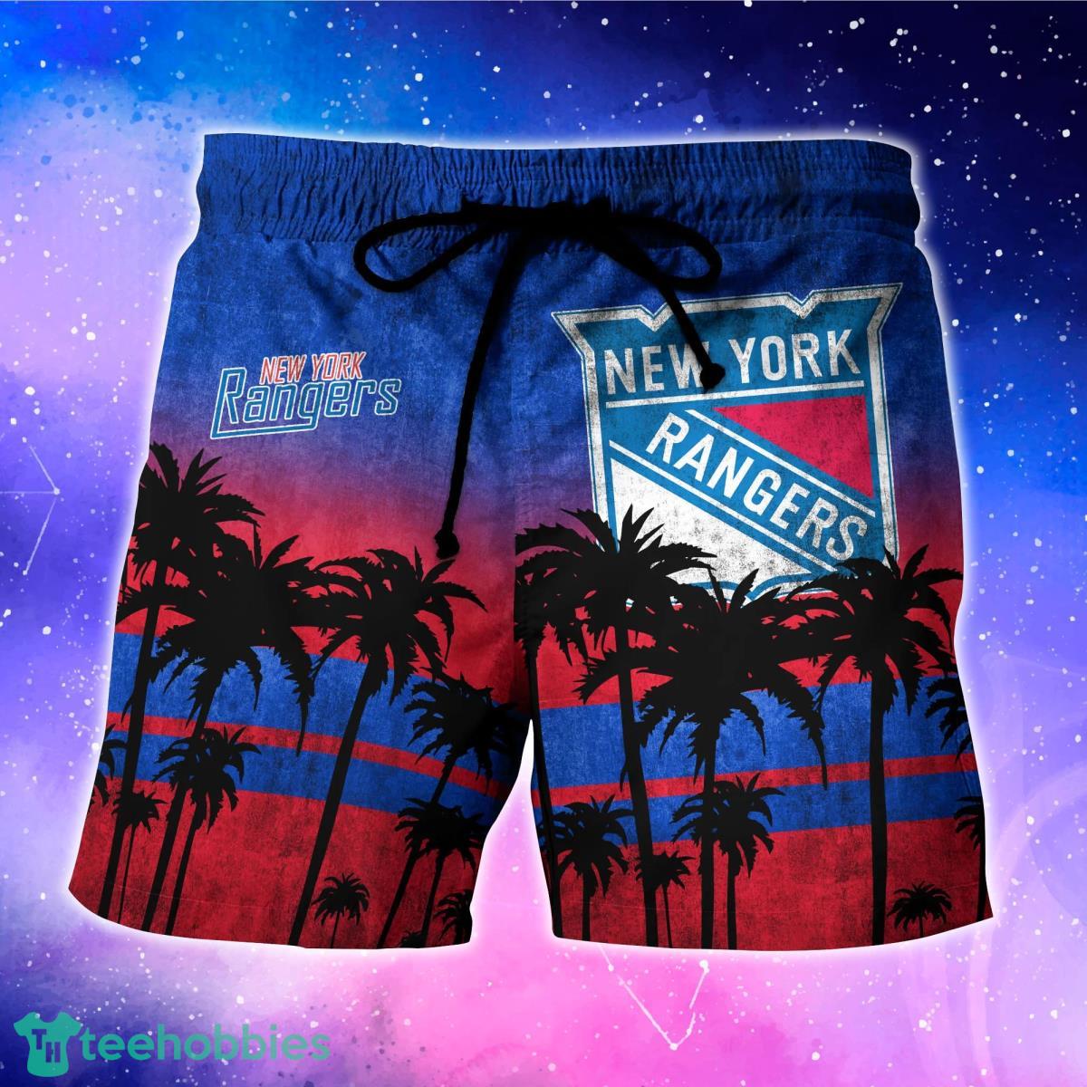 New York Rangers Tropical Flower Hawaiian Shirt Beach Shorts