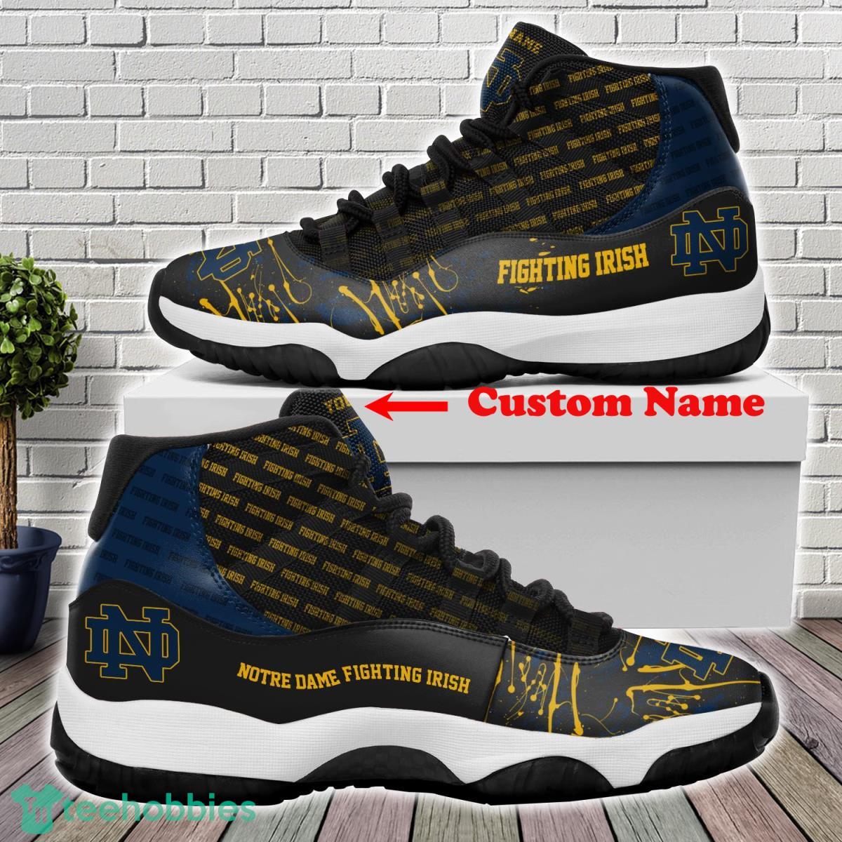 Notre Dame Fighting Irish Custom Name Air Jordan 11 Sneakers For Fans Product Photo 1