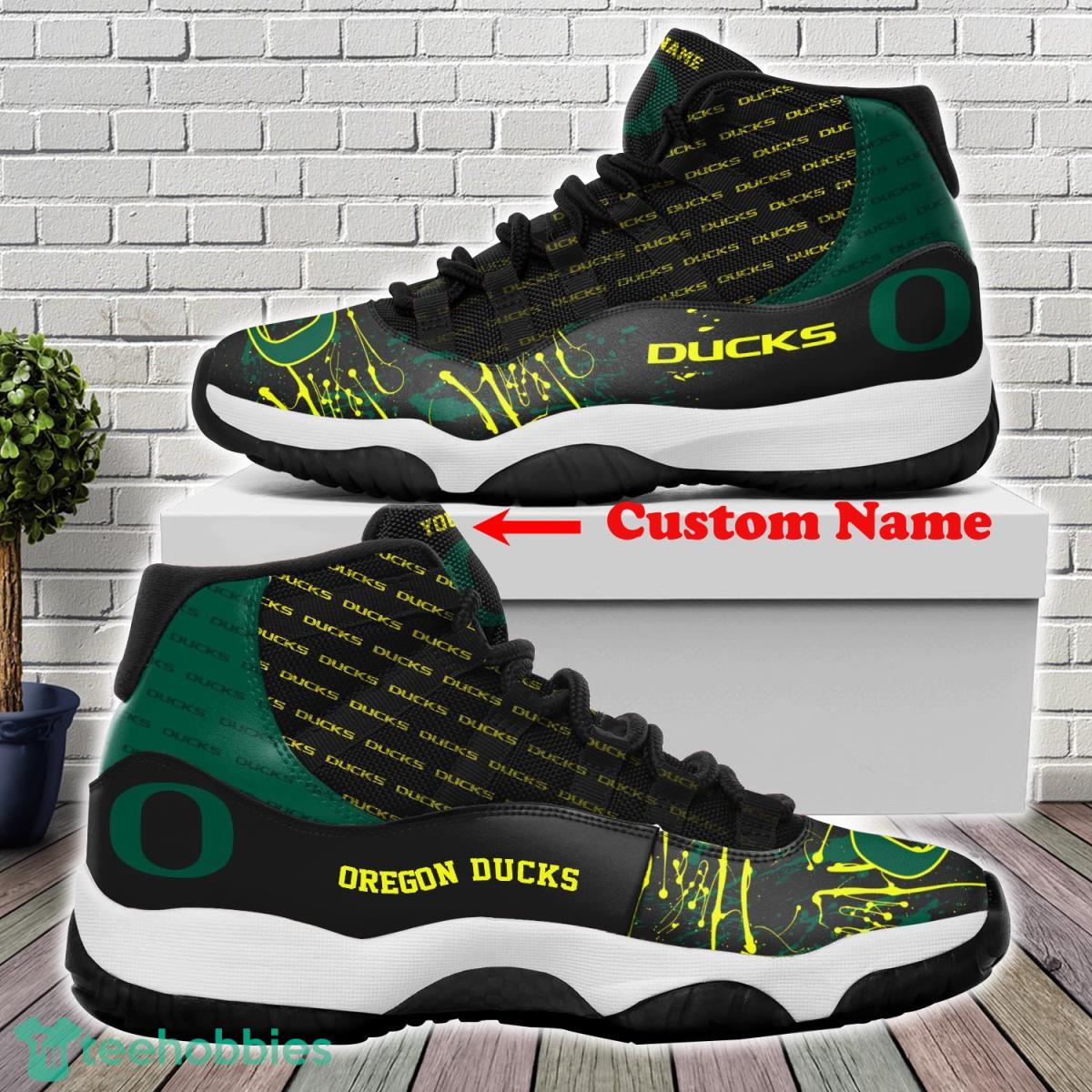 Oregon Ducks Custom Name Air Jordan 11 Sneakers For Fans Product Photo 1
