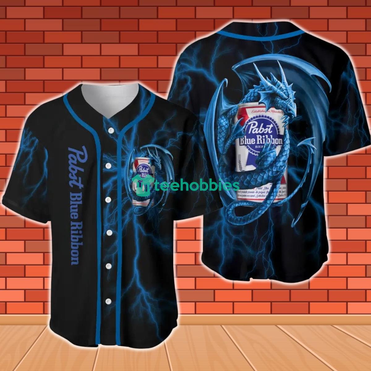 Pabst Blue Ribbon Dragon Thunder Baseball Jersey Product Photo 1