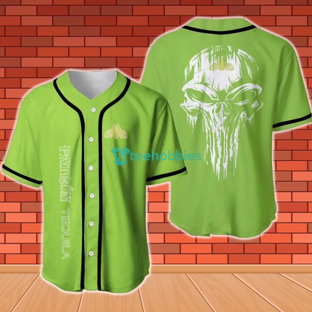 Patron Tequila Skull Baseball Jersey Product Photo 1