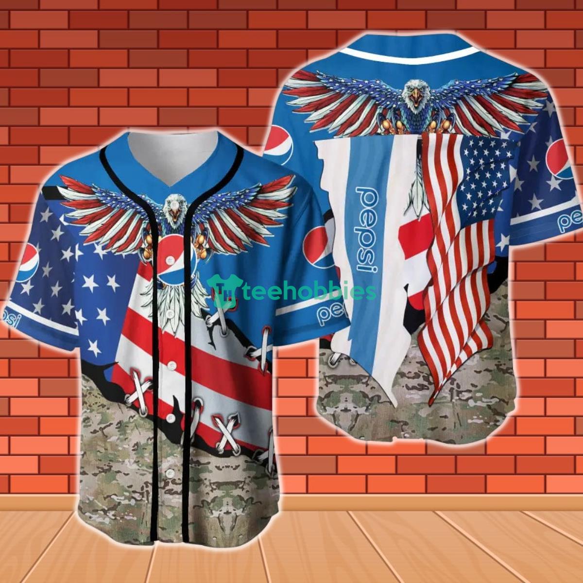 Pepsi Eage USA Flag Baseball Jersey Product Photo 1 Pepsi Eage USA Flag Baseball Jersey Product Photo 1