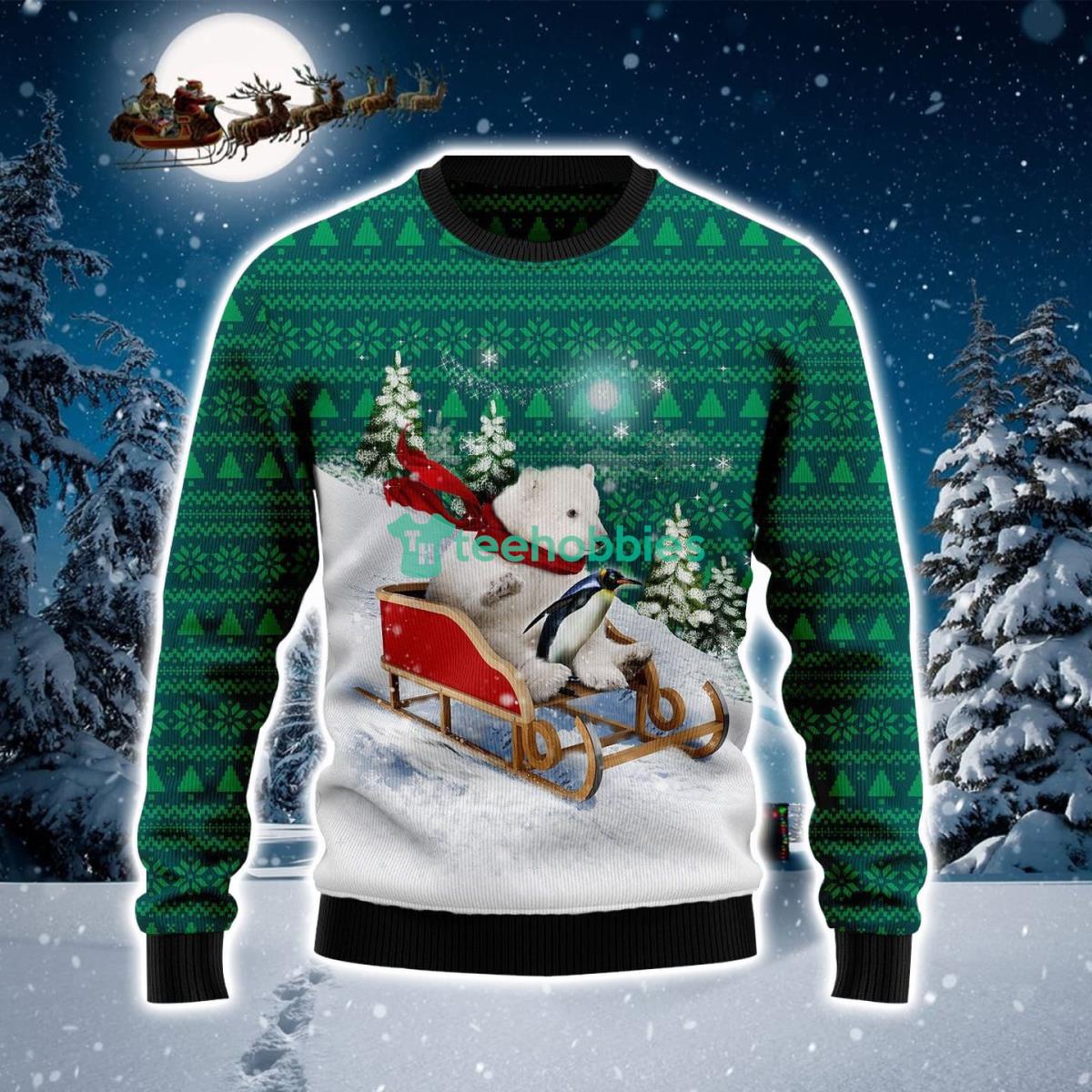Polar Bear Play With Snow Ugly Christmas Sweater Product Photo 1