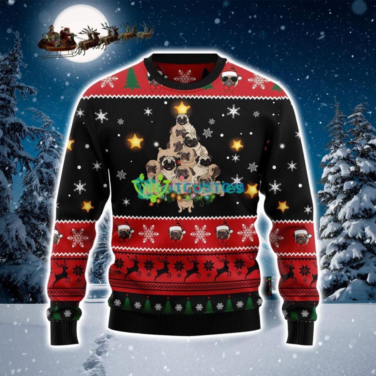 Pug In Tree Ugly Christmas Sweater Product Photo 1