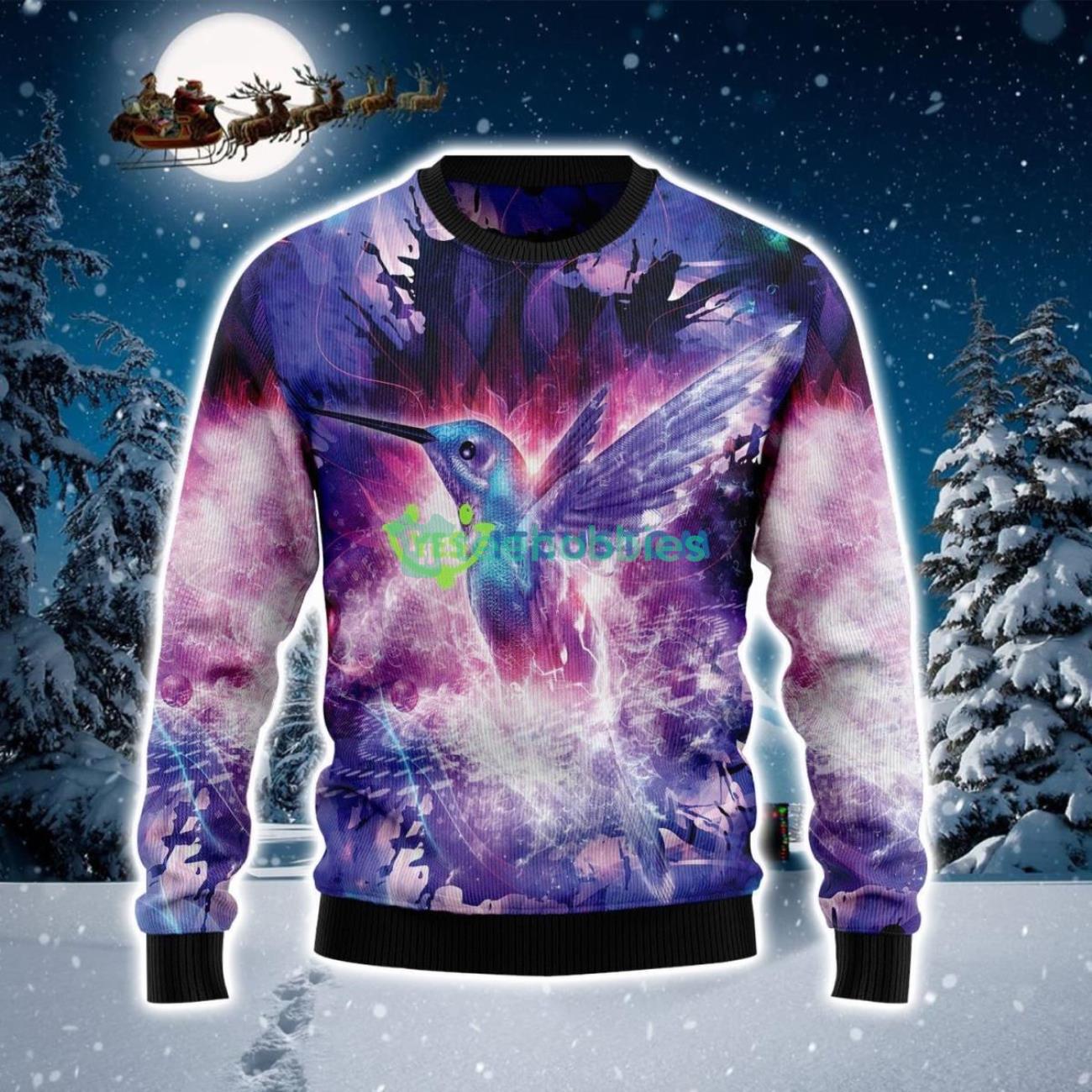 Purple Hummingbird Magic Christmas Sweater Product Photo 1