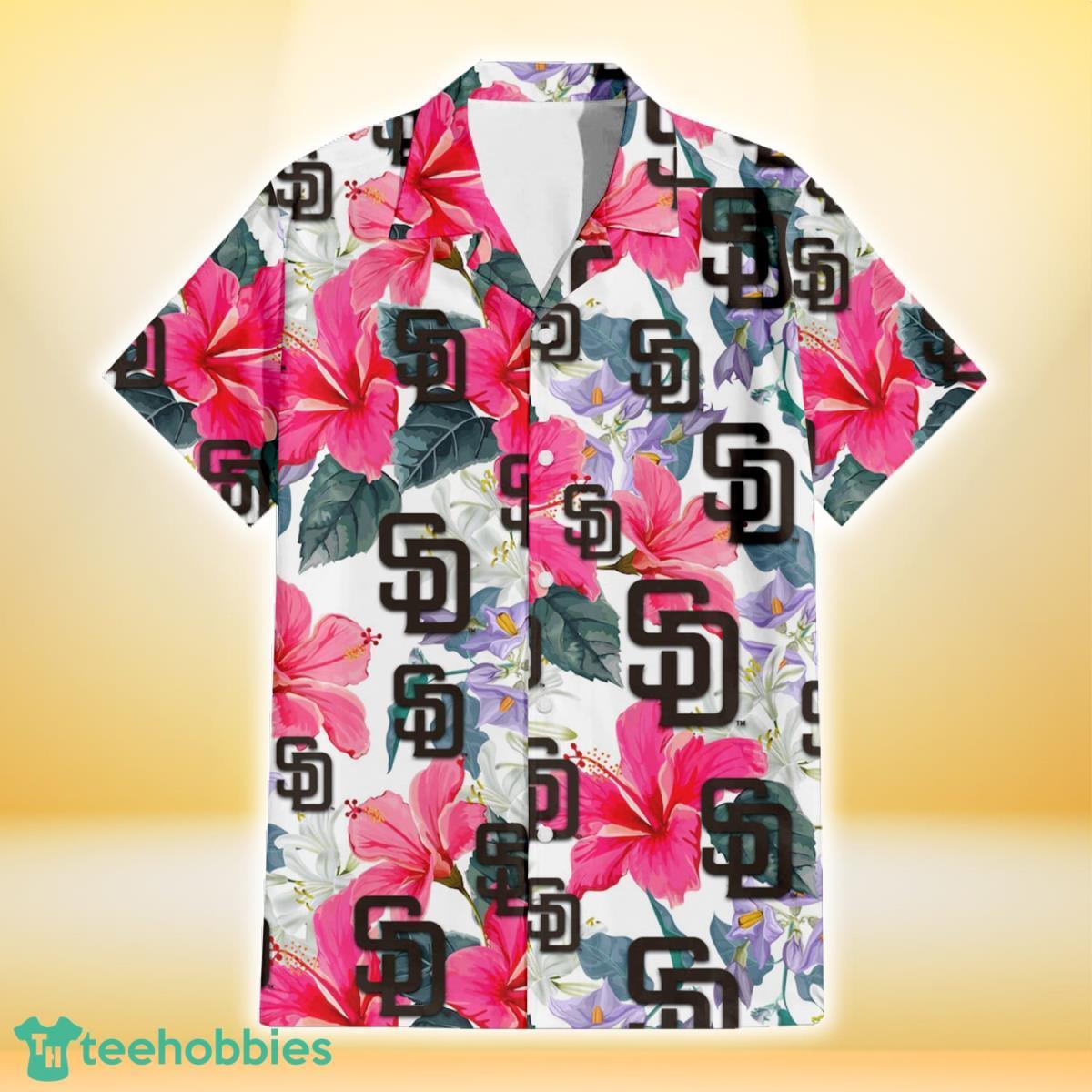 San Diego Padres White Hibiscus Orchid Light Blue Background 3D