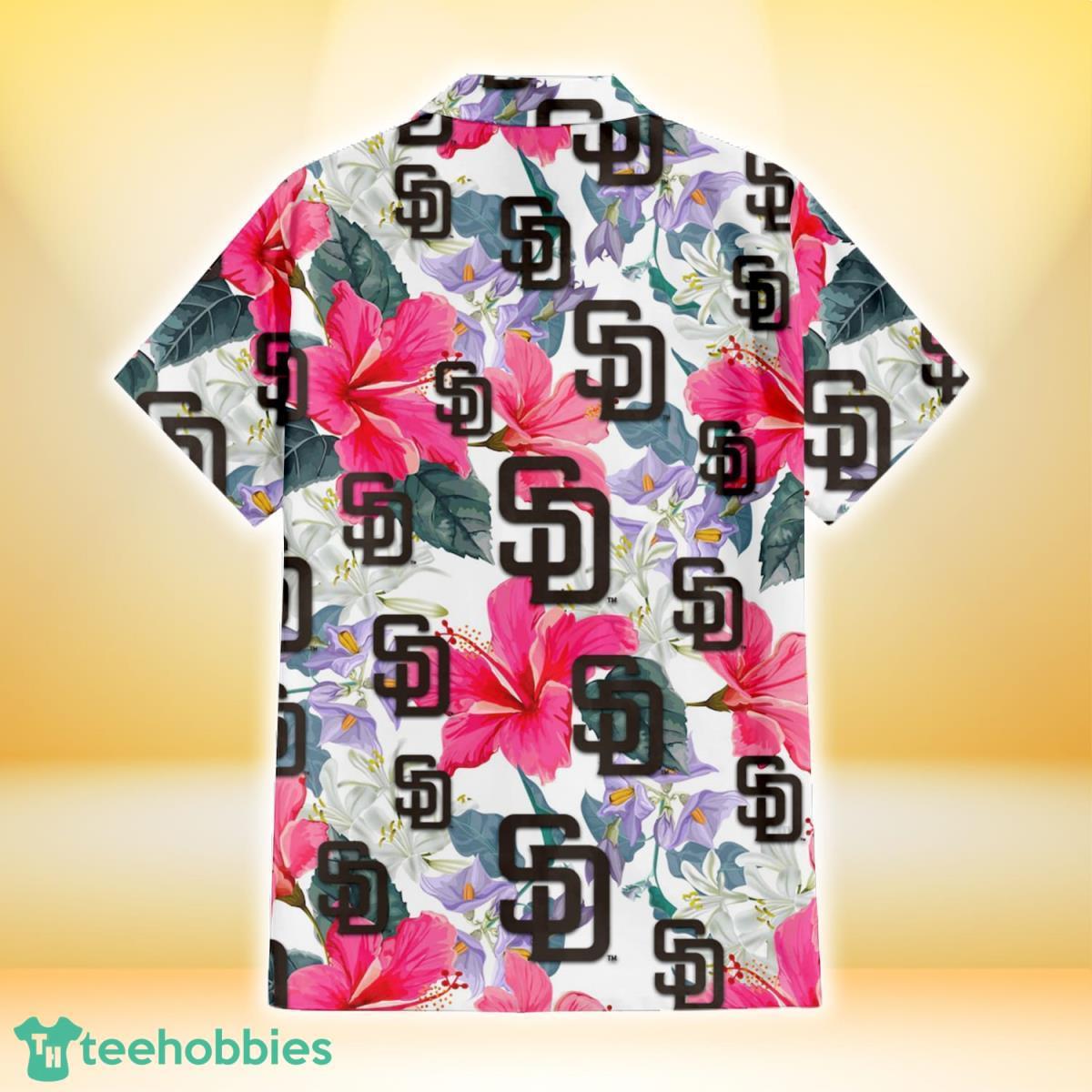 San Diego Padres White Hibiscus Orchid Light Blue Background 3D Hawaiian  Shirt Gift For Fans - YesItCustom