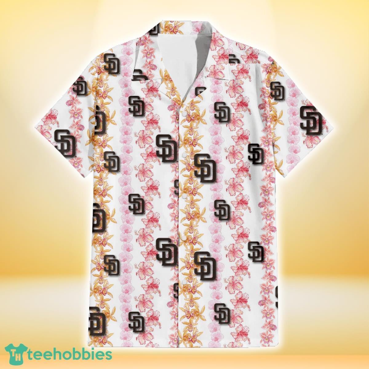 San Diego Padres White Hibiscus Orchid Light Blue Background 3D Hawaiian  Shirt Gift For Fans - YesItCustom