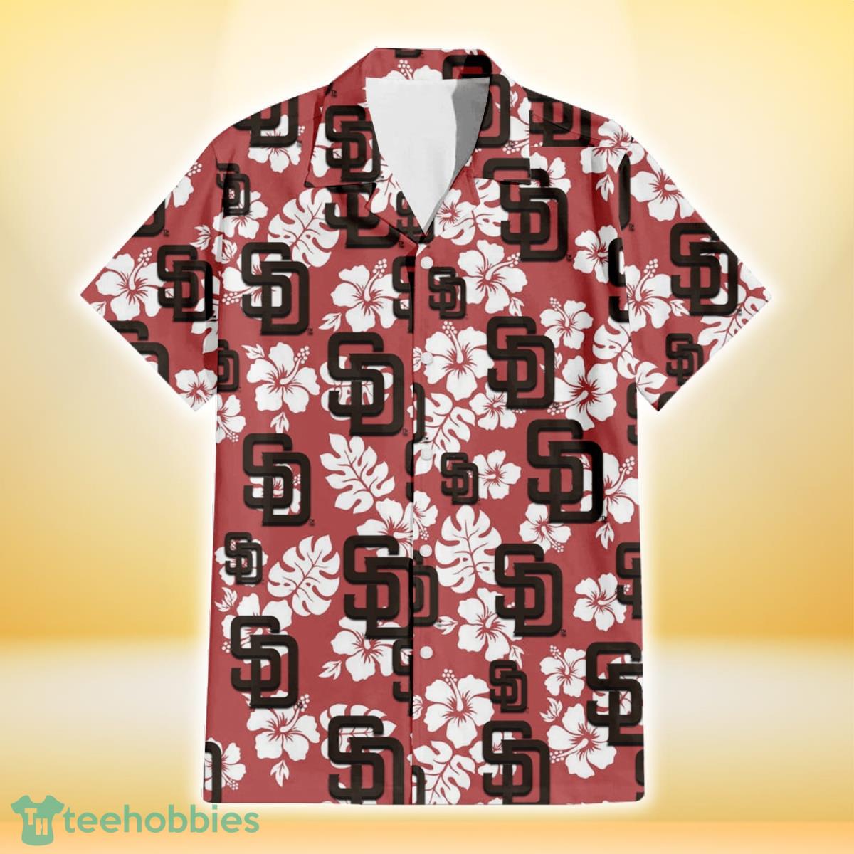 San Francisco Giants White Hibiscus Indian Red Background Hawaiian Shirt