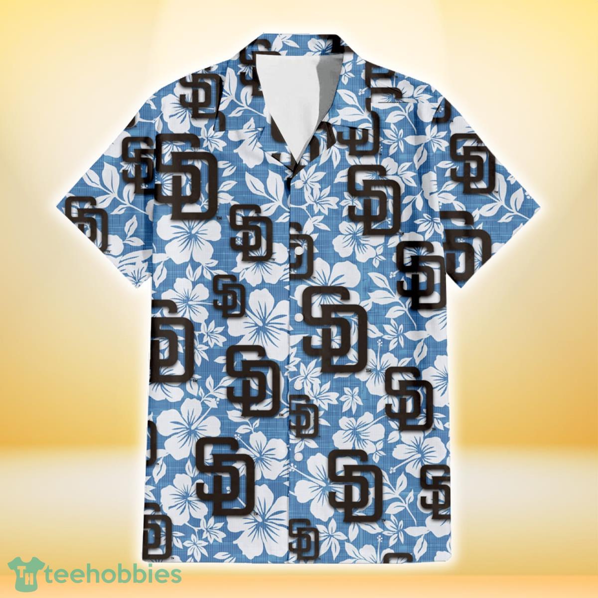 San Diego Padres White Hibiscus Light Blue Texture Background 3D
