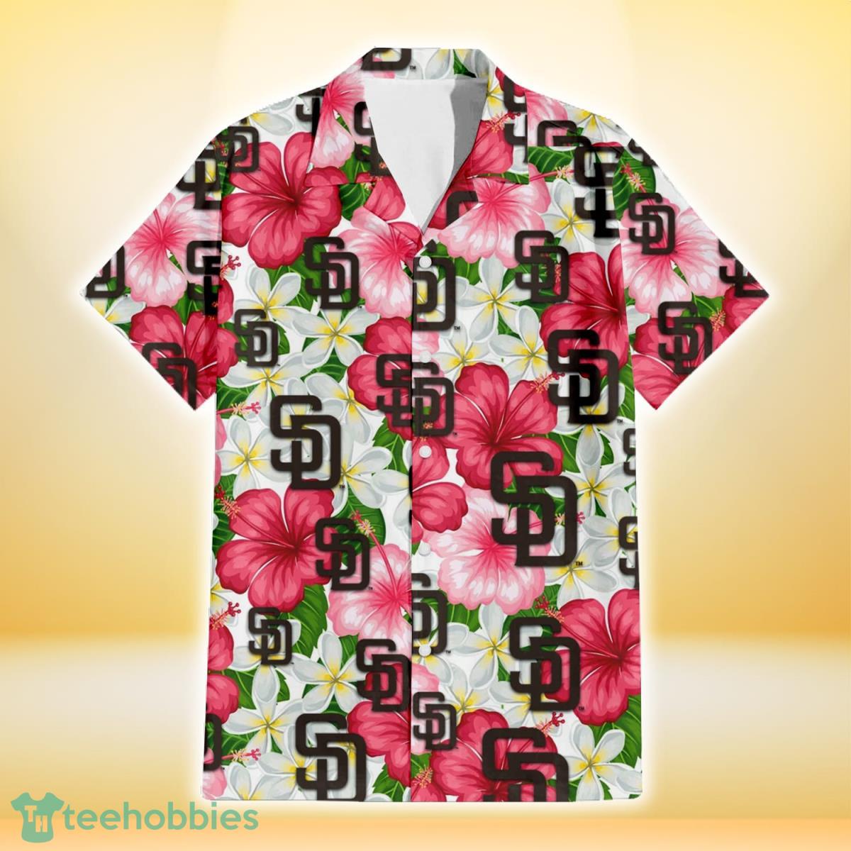 San Diego Padres Tiny Red Hibiscus White Porcelain Flower Black