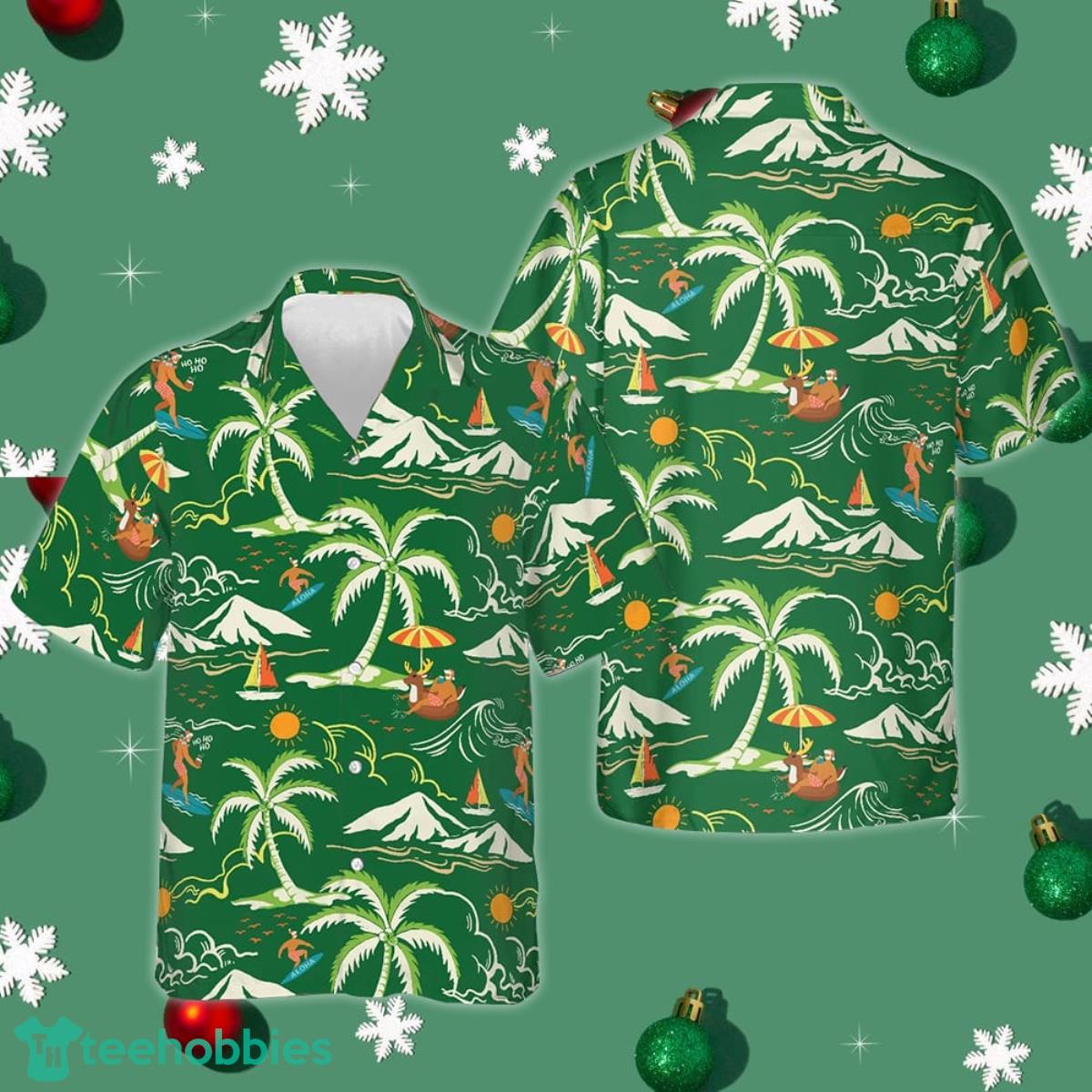 Santa Beach Summer Hawaiian Shirt Christmas Button Up Shirt Gifts For Him Product Photo 1