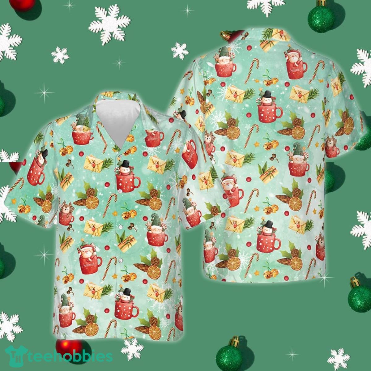 Santa Christmas Pattern Hawaiian Shirt Mens Summer Button Down Shirts Christmas Ideas Product Photo 1