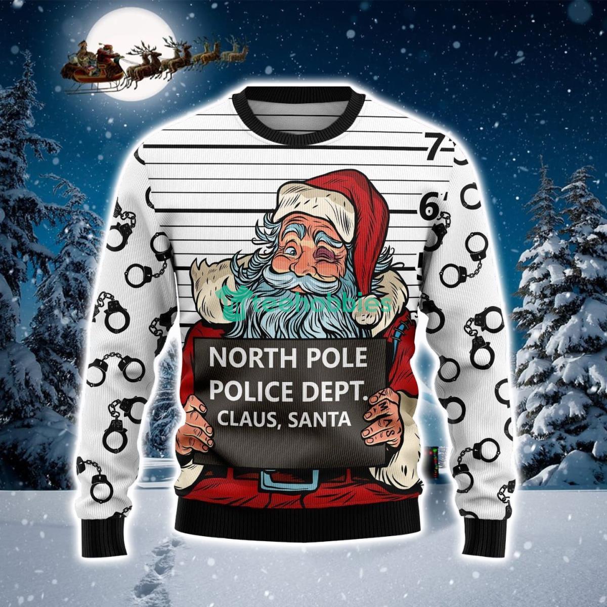 Santa Claus Arrested By North Pole Police Christmas Sweater Product Photo 1