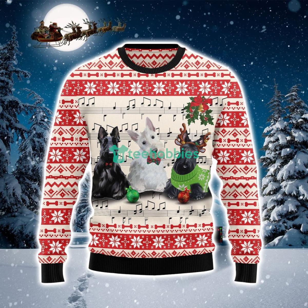 Scottish Terrier And Music Ugly Christmas Sweater Product Photo 1