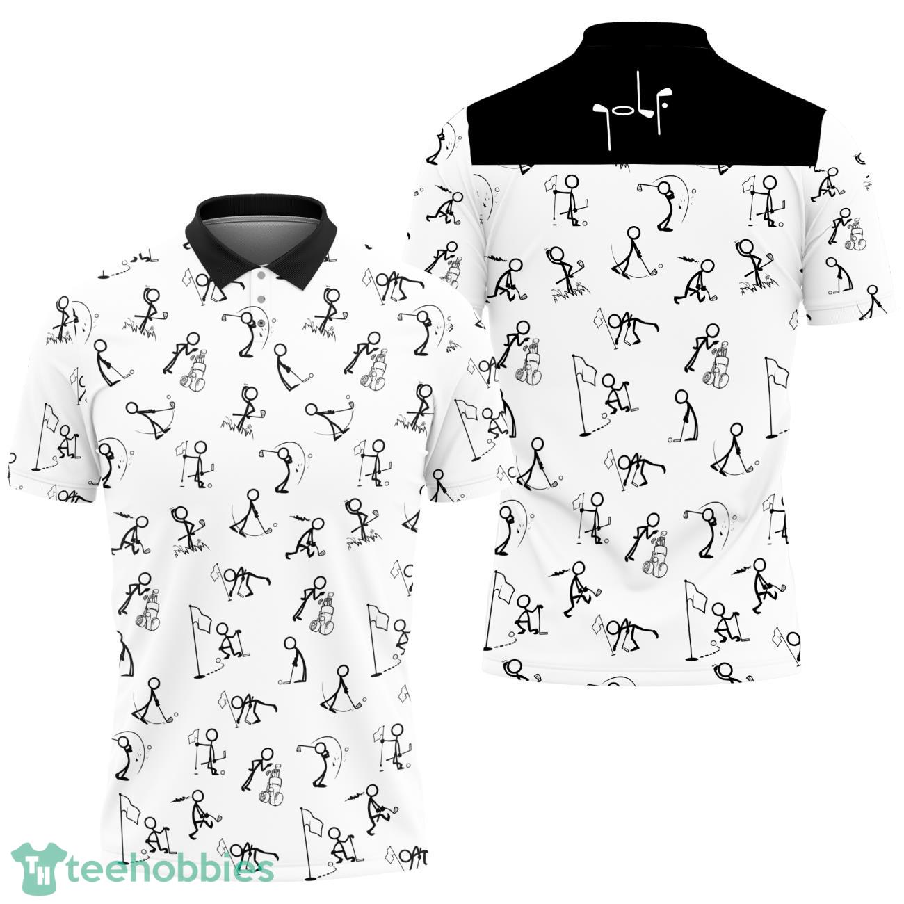 Stick Figures Playing Golf Polo Shirt Gift For Sports Lover Product Photo 1