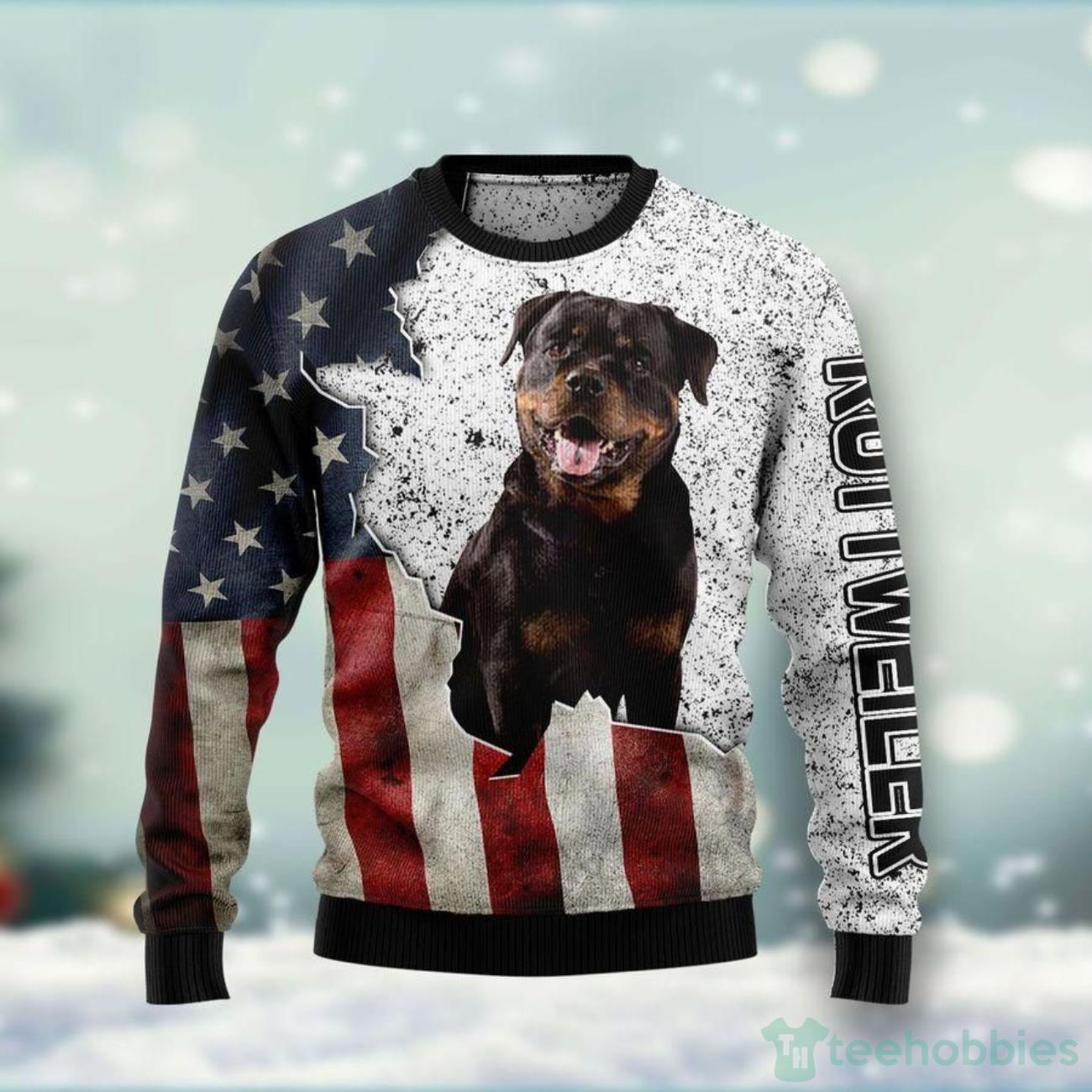 American Rottweiler Ugly Sweater For Christmas Product Photo 1