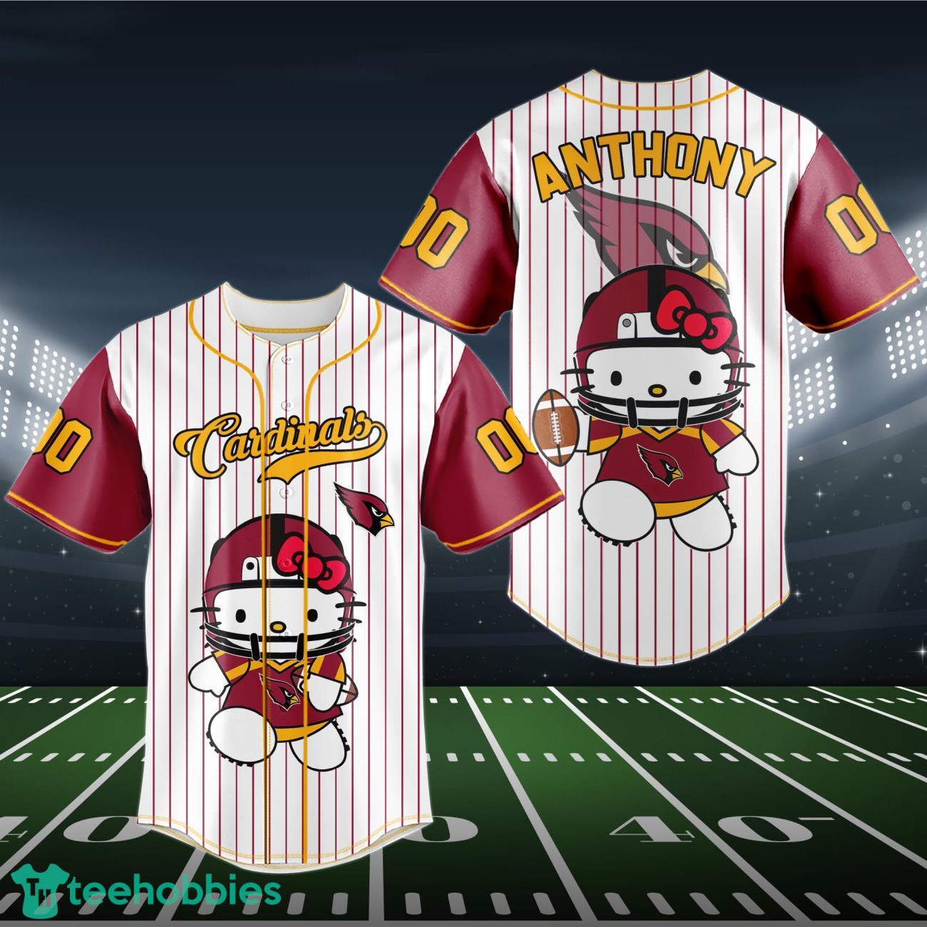 Arizona Cardinals Baseball Jersey NFL Hello Kitty Custom Name & Number Product Photo 1