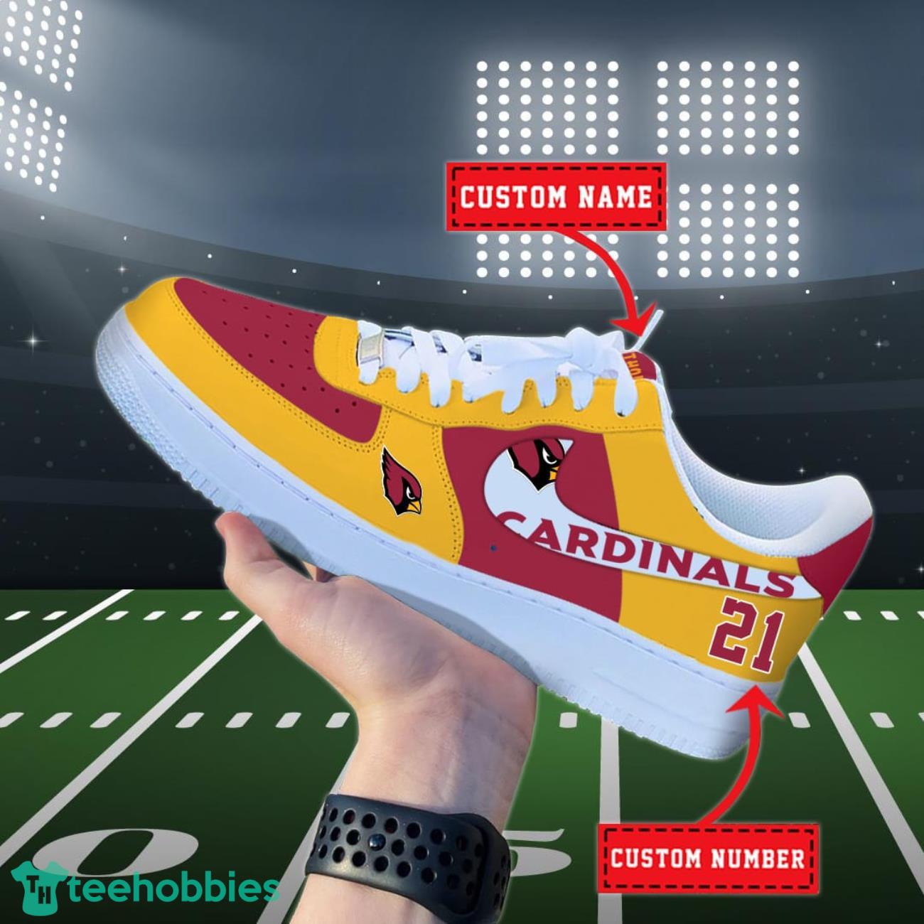 Arizona Cardinals NFL Personalized Air Force Shoes Custom Name Product Photo 1