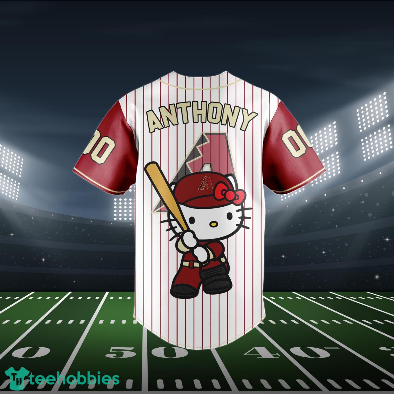 Arizona Diamondbacks Hello Kitty Baseball Jersey Custom Name & Number Product Photo 3